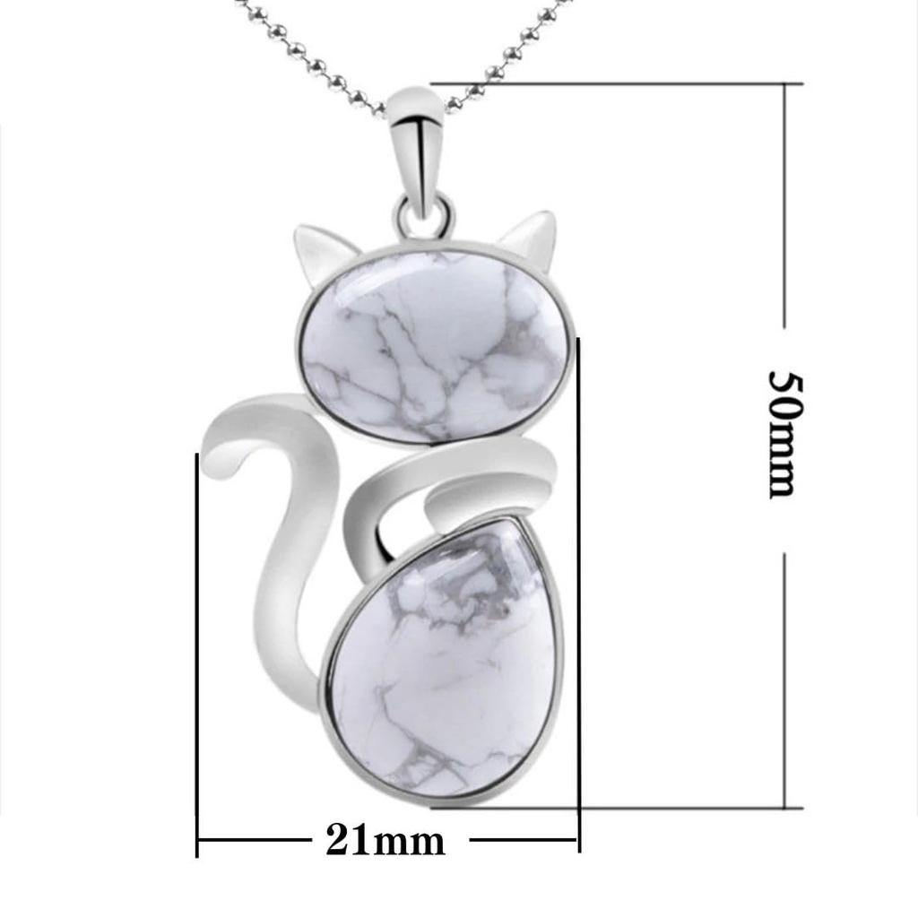 of Sleeping Kitten Amulet Pendant Substitute Cat Necklace Healing Stone Charm Protection Accessory Talisman Amulet with 45cm Chain [Magic Sedona]