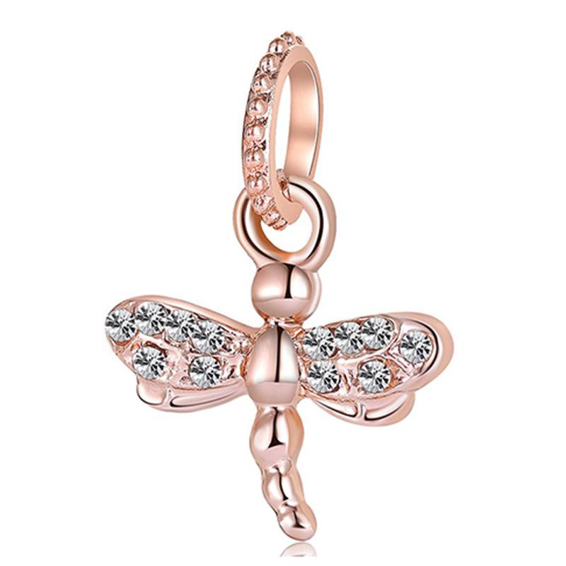 Rose Gold Large Hole Loose Beads Pendant For DIY Pulsera Necklace Accessories Women Fine Jewelry Gifts