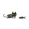 S925 Sterling Silver Asymmetrical Cat and Fish Stud Earrings, Korean Cute Fashion for Women