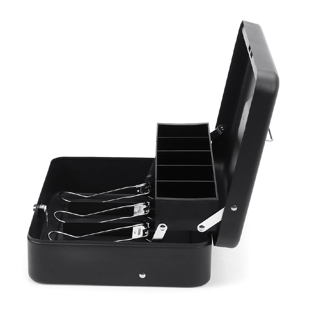 Metal Piggy Bank Key Lock Petty Coin Cash Money Box Pot Lockable Cash Box Deposit Security Cashier Drawer Storage Black 1 PC