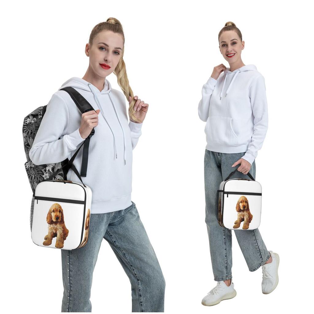 Gold Cocker Spaniel Puppy Dog Insulated Lunch Bag for Women Children Portable Food Boxes Thermal Lunch Box Tote