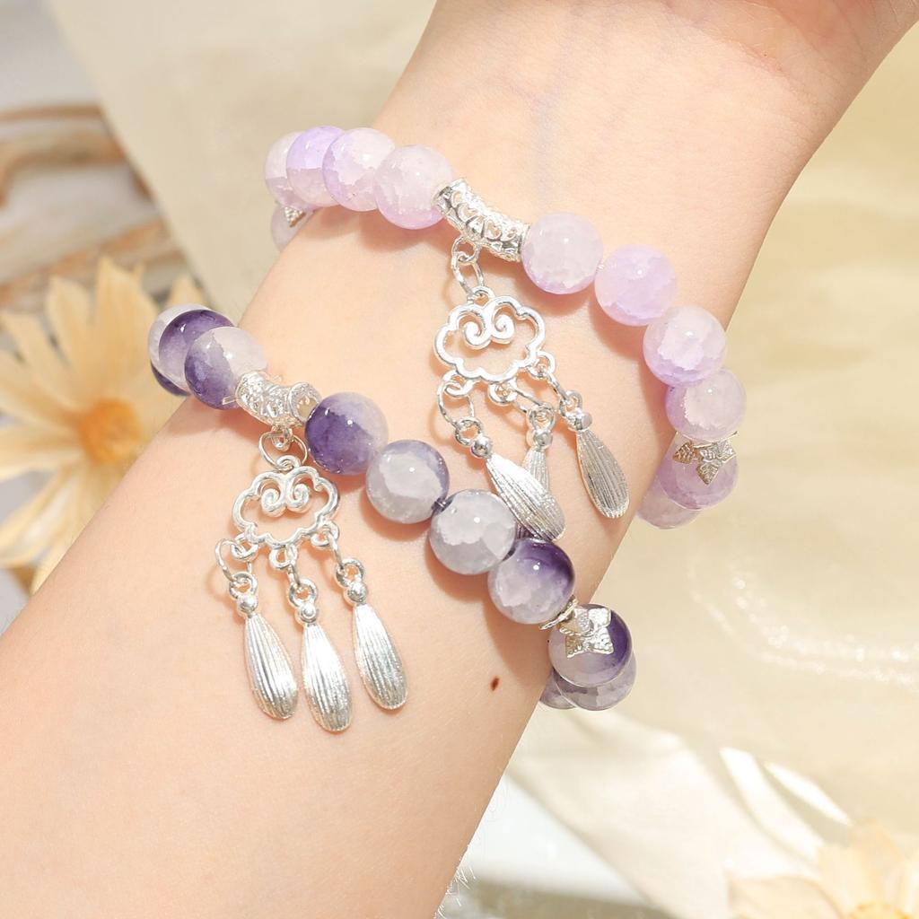 New Chinese style auspicious cloud tassel gradual change glazed bracelet women's summer niche fresh jewelry scenic spot live broadcast