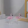 Handmade Art Glass Flamingo Figurines Cute Animal Sculpture Simulated Pink Flamingo  Wedding Decor