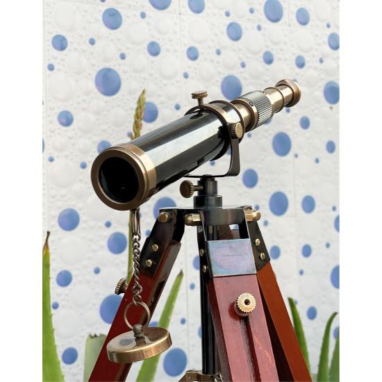 Stary mosiężny teleskop ze statywem i regulowanym stojakiem - antyczny mosiężny teleskop stołowy, prezent dla taty, prezent walentynkowy