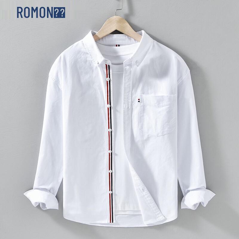 ROMON Men's British Style Oxford Casual Long Sleeve Shirt