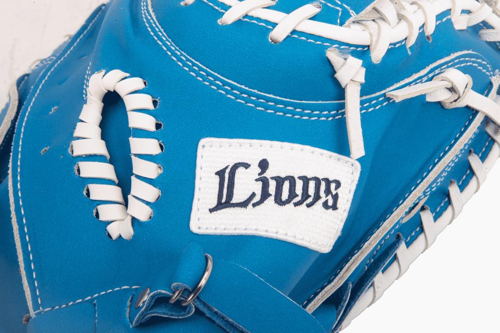 Saitama Seibu Lions x GP Baseball Blue Catcher's Mitt, Adult, Softball, Right-Handed Throw,