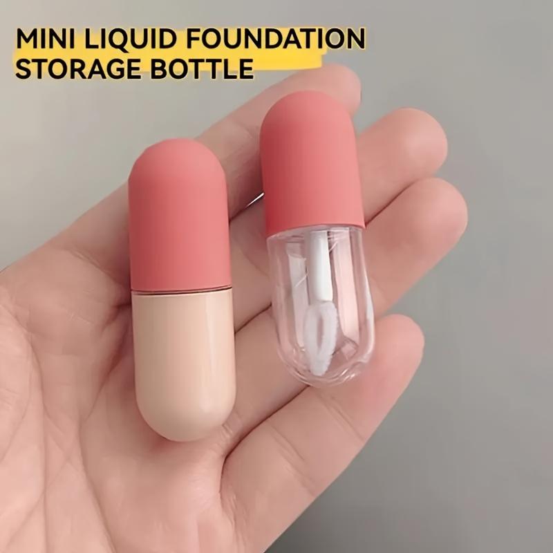 Confezione da 2 Mini Flaconi Dosatori per Fondotinta e Siero da Viaggio con Pennello - Contenitore Cosmetico Portatile a Prova di Perdita