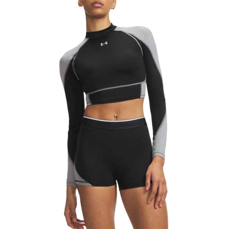 Under Armour HeatGear Elite Fitted Long Sleeve Color Block Fitness Top Women tops 6014711-009 M