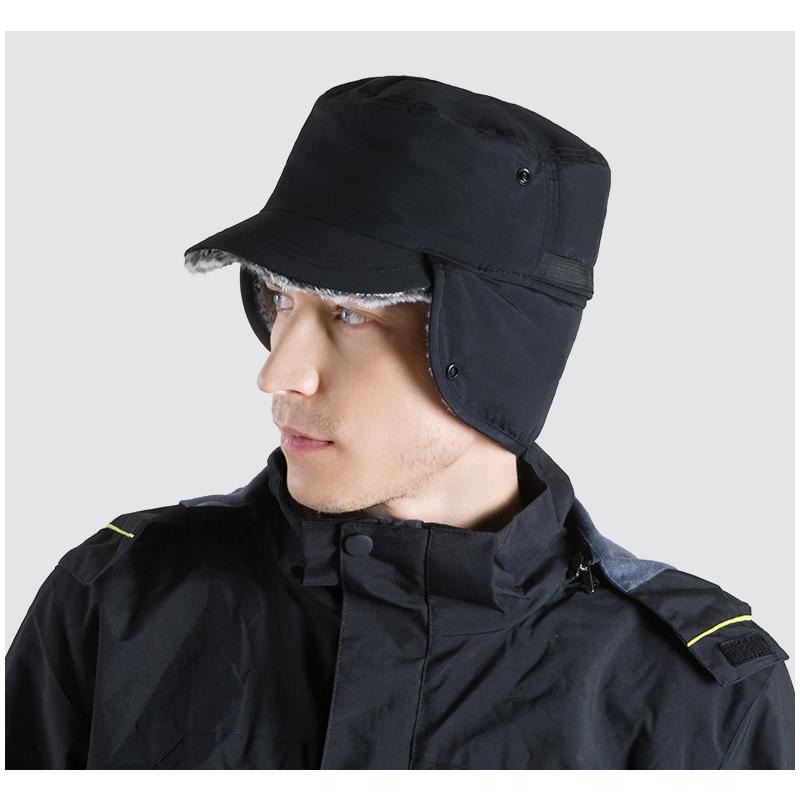Winter Bomber Hat for Women Men Windproof Warmth Hat with Brim Baseabll Cap Soft Plush Lining Earflap Cap Flat Top Hat