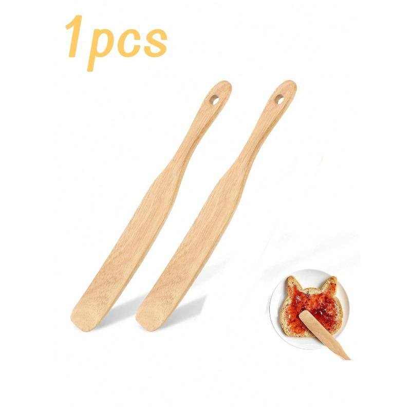 1pc Premium Teak Wood Spurtle - Narrow Design For Sourdough Starter, Mixing, And Reaching Jar Bottoms, Strong, Kitchen Utensil For Nonstick Cookware