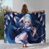 Gawr Gura Hololive English Cute Cartoon Flannel Blanket,Ultra Soft Warm Plush Throw for Home Bedroom Bed Sofa Cover Picnic gift