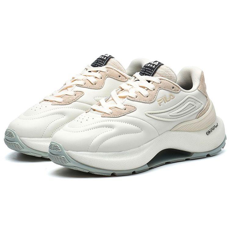 Fila Fusso Icona Fabric Top Layer Cowhide Double Suede Fashion Sports Low-Top Lifestyle Shoes Women Sneaker Coconut-White F12W213113FCF