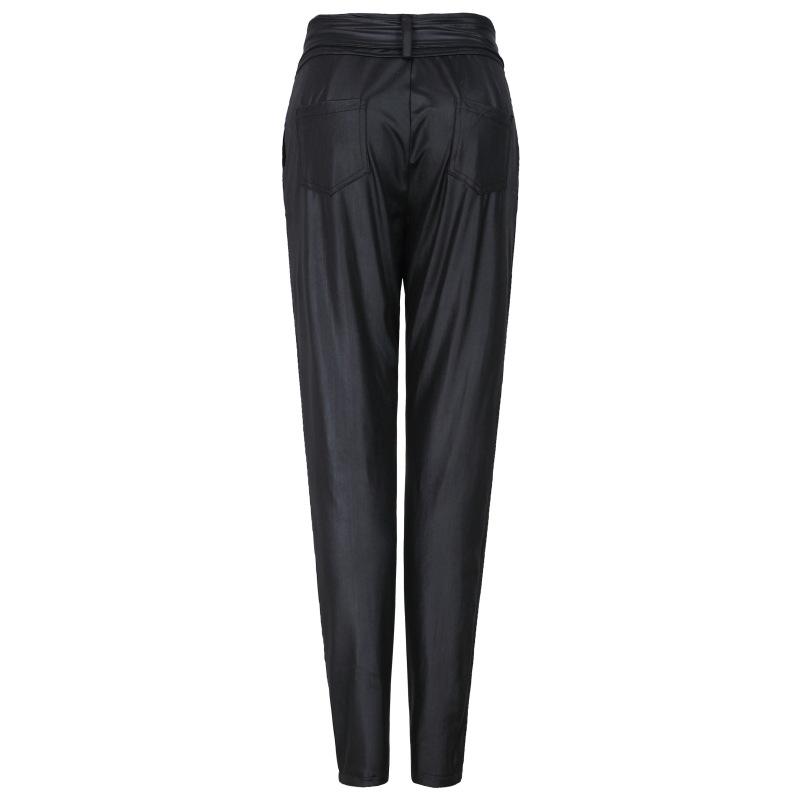 Dame Faux Skinnbukser Høy Midje Slim Leggings Jeggings Skinny Bukser med Belte