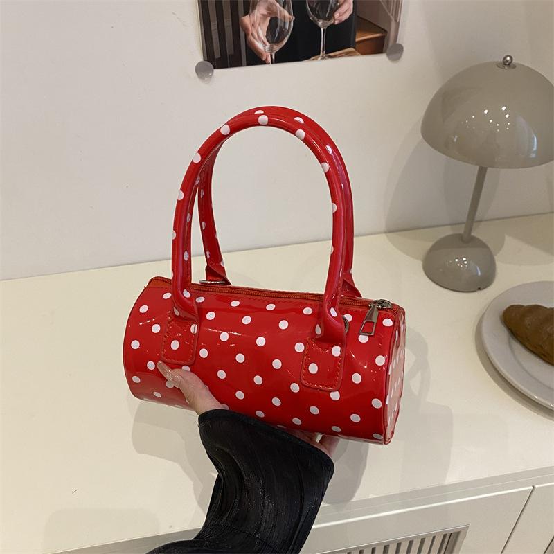 Super Fire Niche Polka Dot Bag Women's 2025 New Mini Versatile Messenger Bag Portable Cylinder Bag
