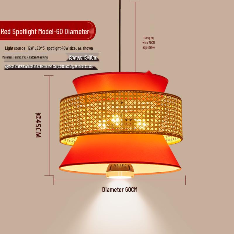 Chinese Style Rattan Weave Chandelier for Dining Room, Teahouse, Restaurant, Bar, and Cafe