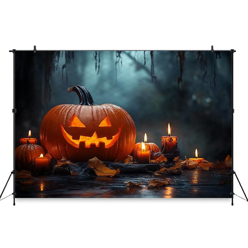 Halloween Background For Photography Night Forest Candle Autumn Pumpkin Party Backdrop Baby Shooting Props Decorations Photozone