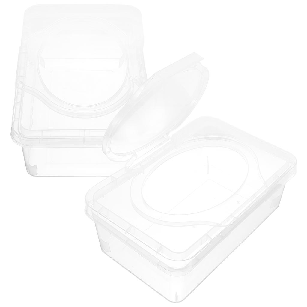 2 Pcs Napkin Box Baby Wipes Diapers Wet Container Pp Reusable Dispenser Refillable