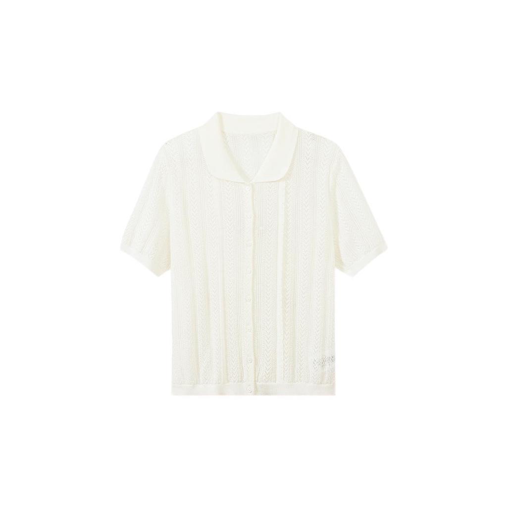 Northern Deer French Hollow Jacquard Knit Short Sleeve - 75.3% Lyocell, 19.4% Cotton, 5.3% Silk