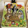 1PC Animal Friends Garden Custom Name Patterned Flannel Blanket Suitable For All Seasons For Home Decor Warmth And Comfort Gifts Holiday Present