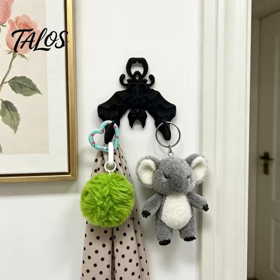 Functional Wall Decoration 3D Printed Bat Hook, Halloween Gothic Decorative Hanger, Dark Sturdy Hanging Storage Style Mount Hook for Keys And