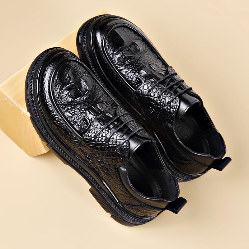 Fashion Men Brogue Shoes Outdoor Leather Thick Sole British High-end Derby Shoes Fashion Office Business Dress Oxford Shoes Men