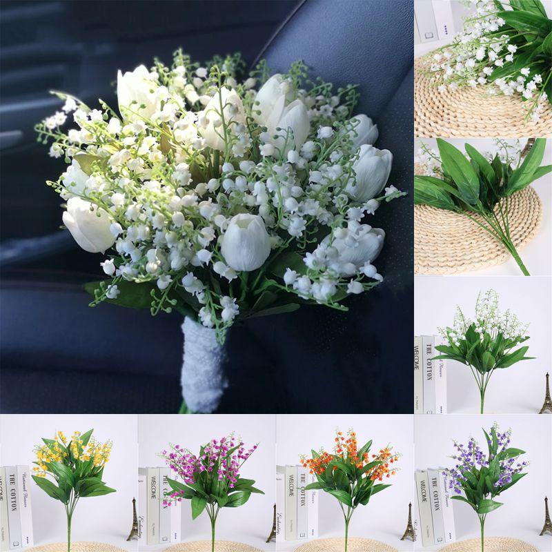 Elegant 7 Branch Artificial Lily Of The Valley Bouquet For Stunning Home And Wedding Decor