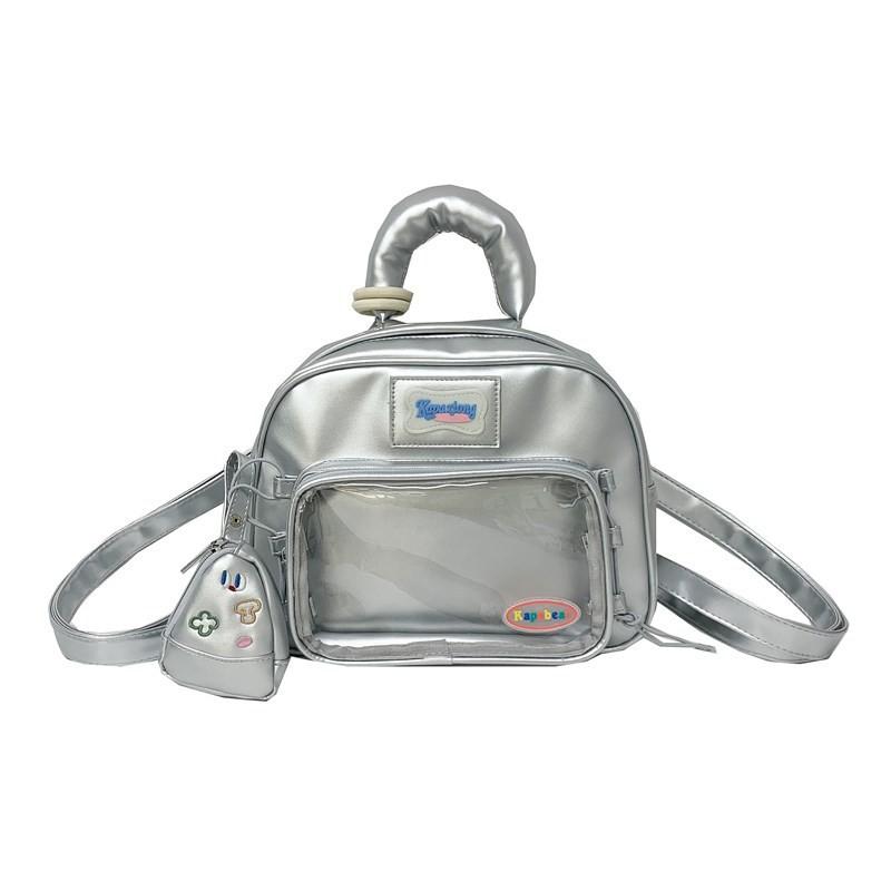 Backpack Cute Transparent Layer With Inner Zipper Pocket Pu Material For School