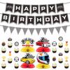 Children'S Birthday Party Arrangement Decoration Racing Theme Black And Red Flag Cake Plugin Honeycomb