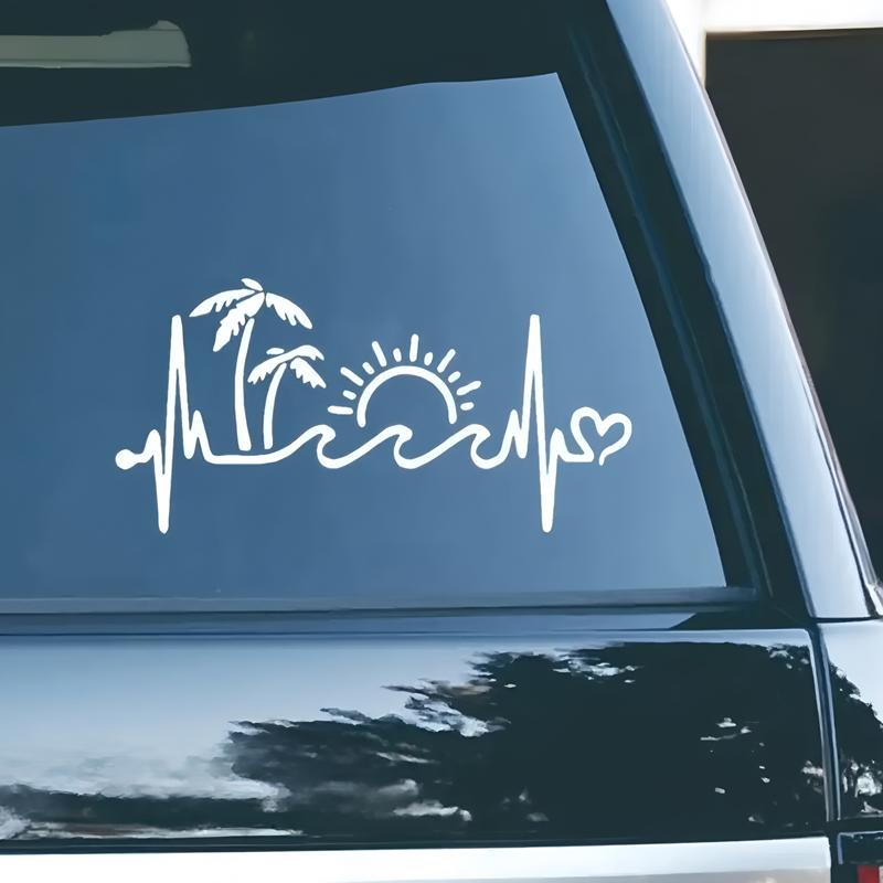 Palm Trees Waves Sunny Beach Comic Strip Creative&funny Stickers for Cartoon Fans&lover,high Quality for Car Trucks Motorcycles
