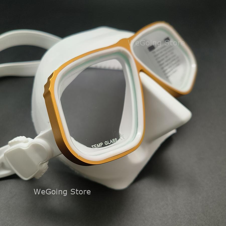 Top Level Aluminium Free Diving Goggles Mask Alloy Small Volume Snorkeling Mask Diving Glasses Pack In Black Box Lightweight Design