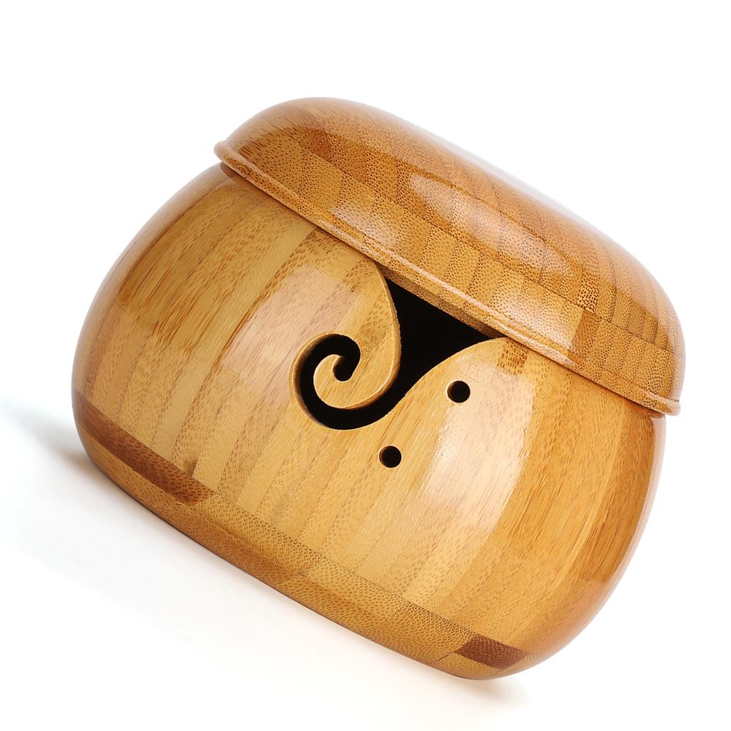 Wooden Yarn Storage Bowl Environmentally Friendly for Household Circular with Lid Crafted Box