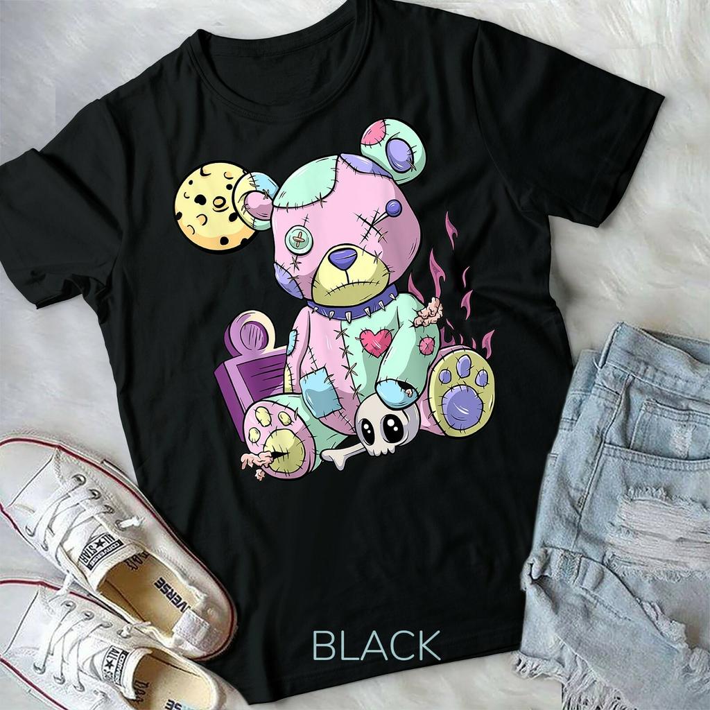 Kawaii Pink Pastel Goth Cute Creepy Teddy Bear AnimeUnisex Form T-shirt