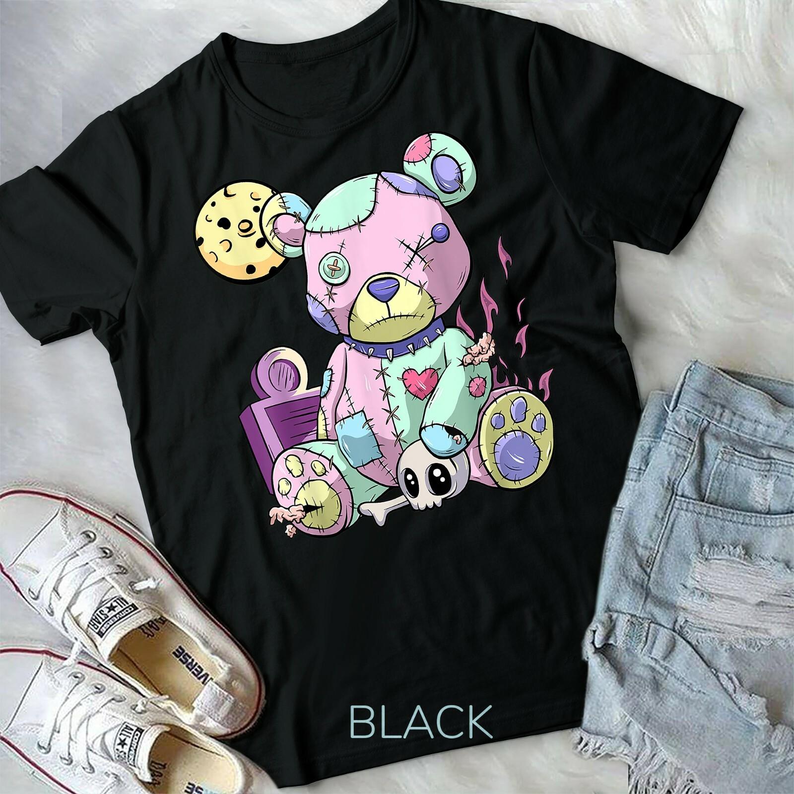 Kawaii Pink Pastel Goth Cute Creepy Teddy Bear AnimeUnisex Form T-shirt XXXXL