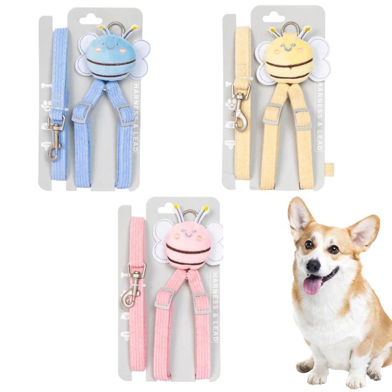 Adjustable Pet Chest Back Traction Rope Set Soft Cute out Walking Dog Rope Vest-type Pet Harness for Dog Pet Product