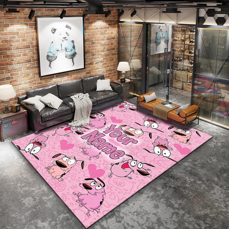 Pink Bunny Galaxy Custom Name Carpet Rug For Living Room Bedroom Home Sofa Decoration Kids Play Nonslip Floor Mat