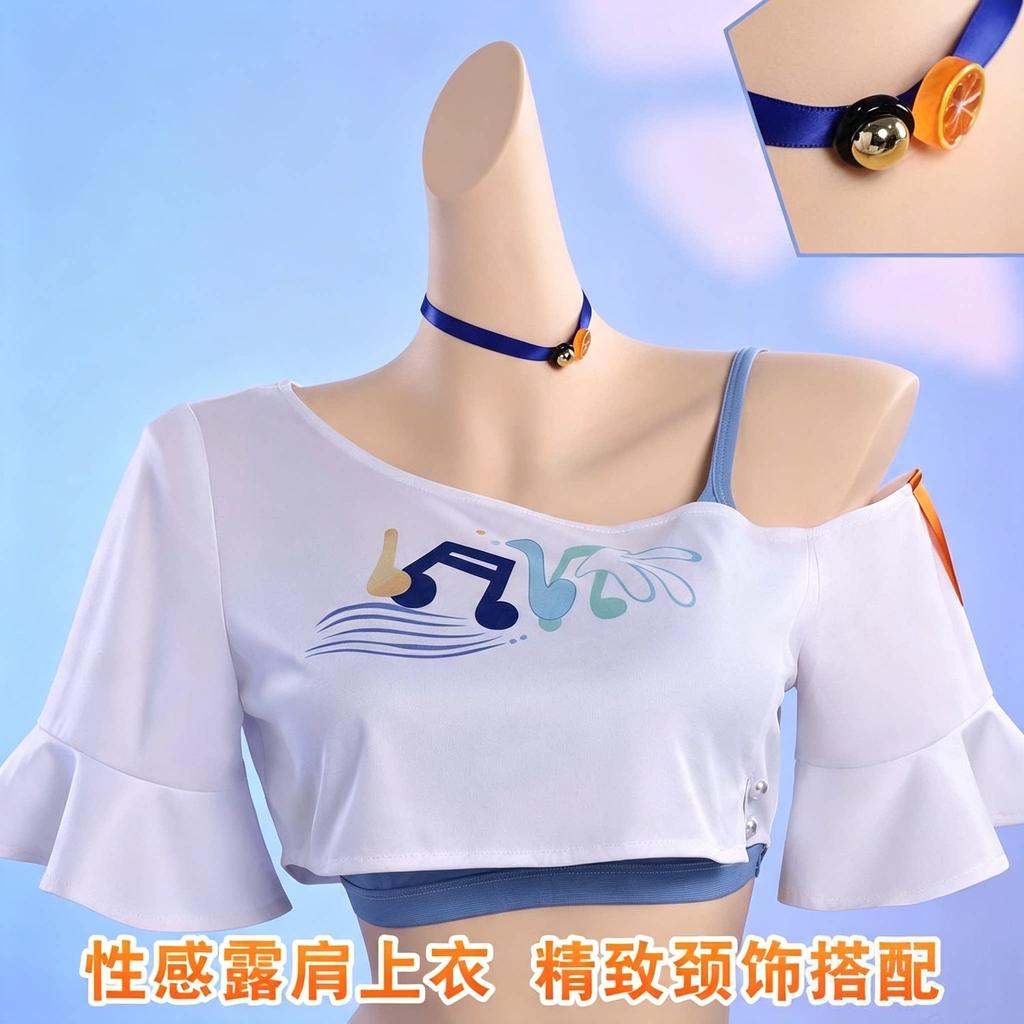 Honkai Star Rail Robin Fanta Collab Summer Skirt Cosplay Set with Wig and Accessories