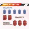 10Pcs/Set R134a Cap A/C Cap13mm & 16mm Air Conditioning Service AC System Charging Port Caps (5 Sets Red High & Blue Low)