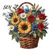 Kreativní víkendové hobby projekty Košík s květinami Patchwork DIY sada, Vrstvené látkové květiny Řemesla Texturované květinové umění 3D šicí projekt pro dospělé,