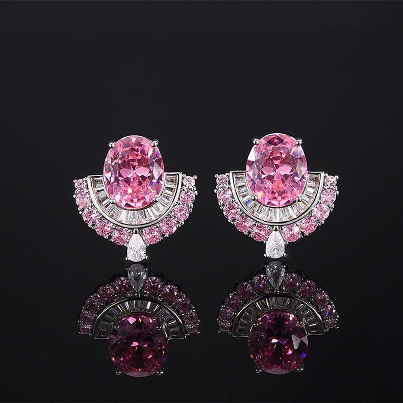 Jewelry Vintage Earrings Zircon Earrings Premium S Silver Needle Imitation Red Corundum Pigeon Blood Red Yellow Pink Zircon Earrings Female