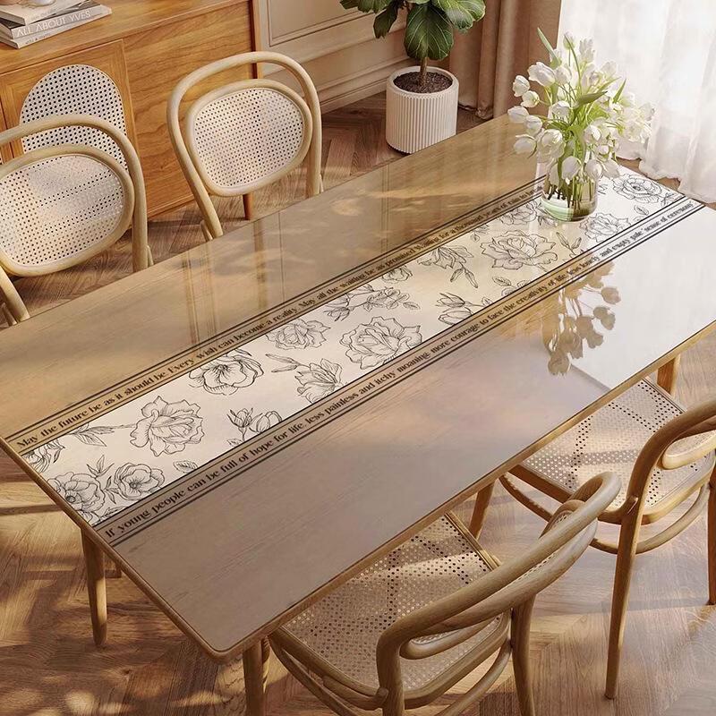 JINGRUIXIANG Transparent Soft Glass Table Mat