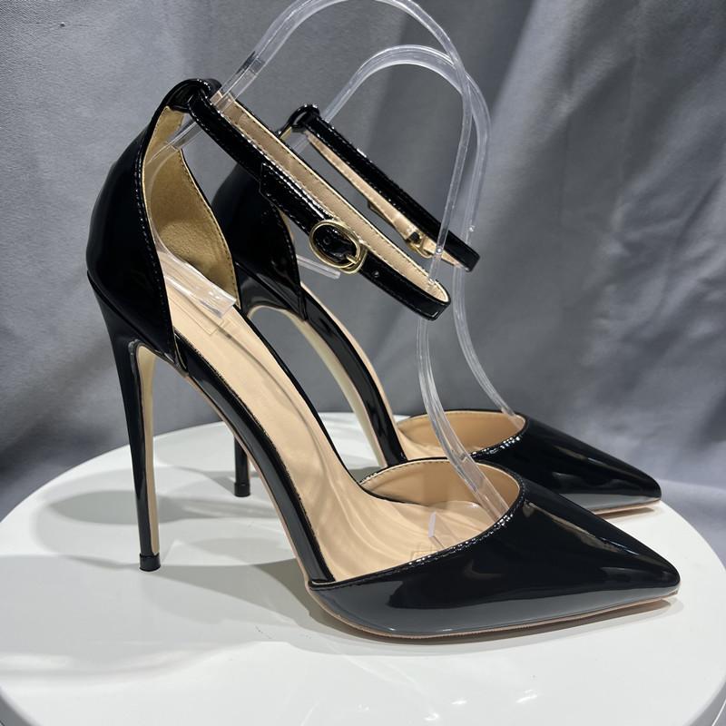 Black Ankle Strap Buckle Women Pumps Customized Heled Thin High Heels Sexy Shoes Parties Shoes For Women Big Size 35-45