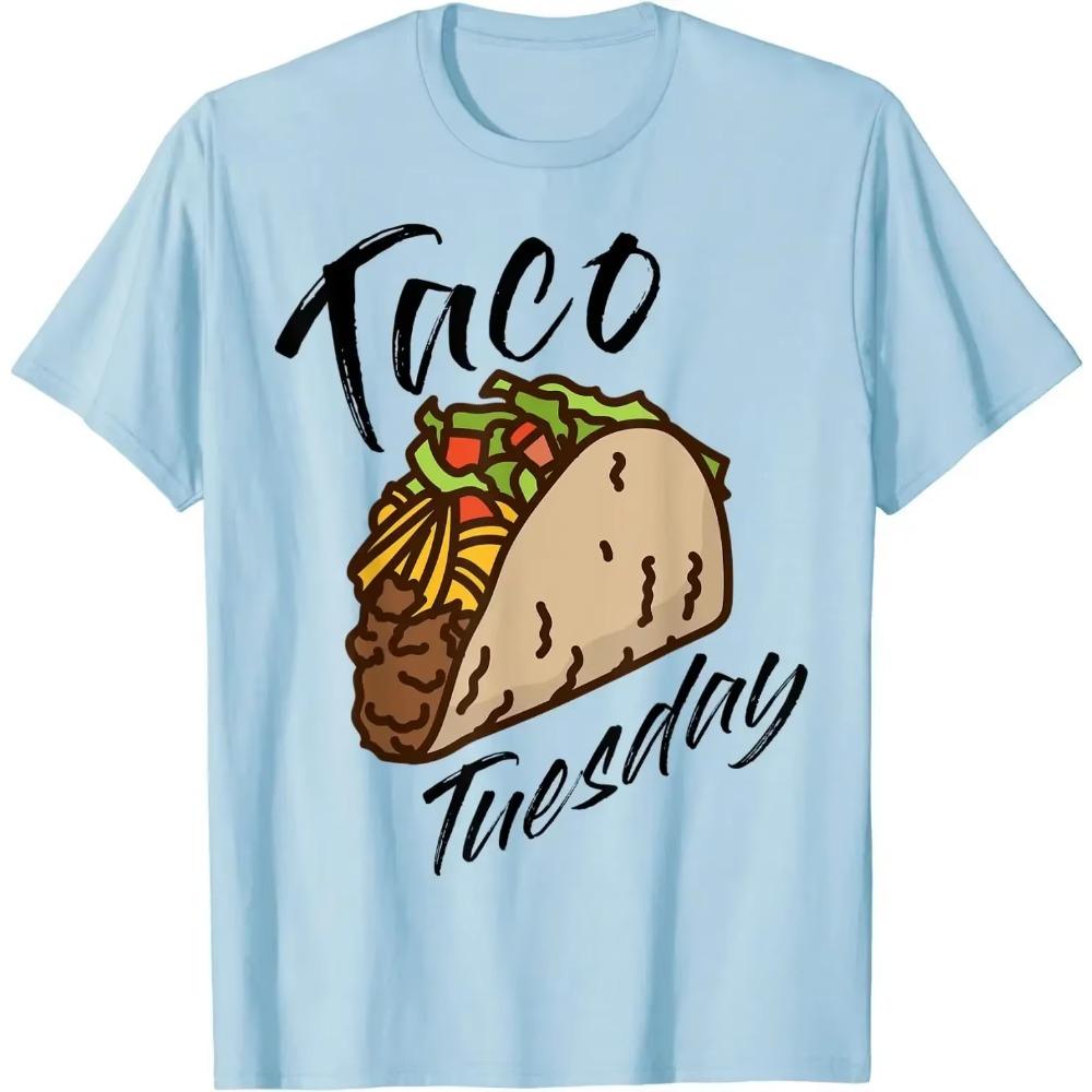 Классическая футболка TACO TUESDAY Tacos Мужские футболки Мужская одежда Hombre Эстетичная футболка оверсайз Хлопок Повседневные футболки S бежевый 1939₽