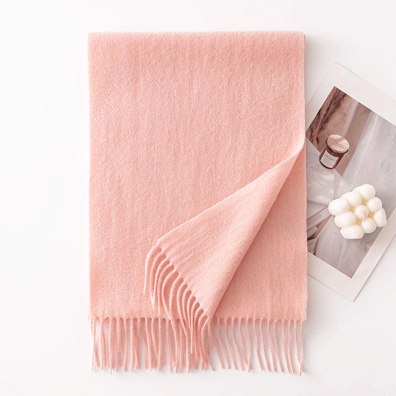 Autumn and Winter New Solid Color Scarf for Women Versatile Neck Scarf Thickened Warm Shawl Simple Tassel