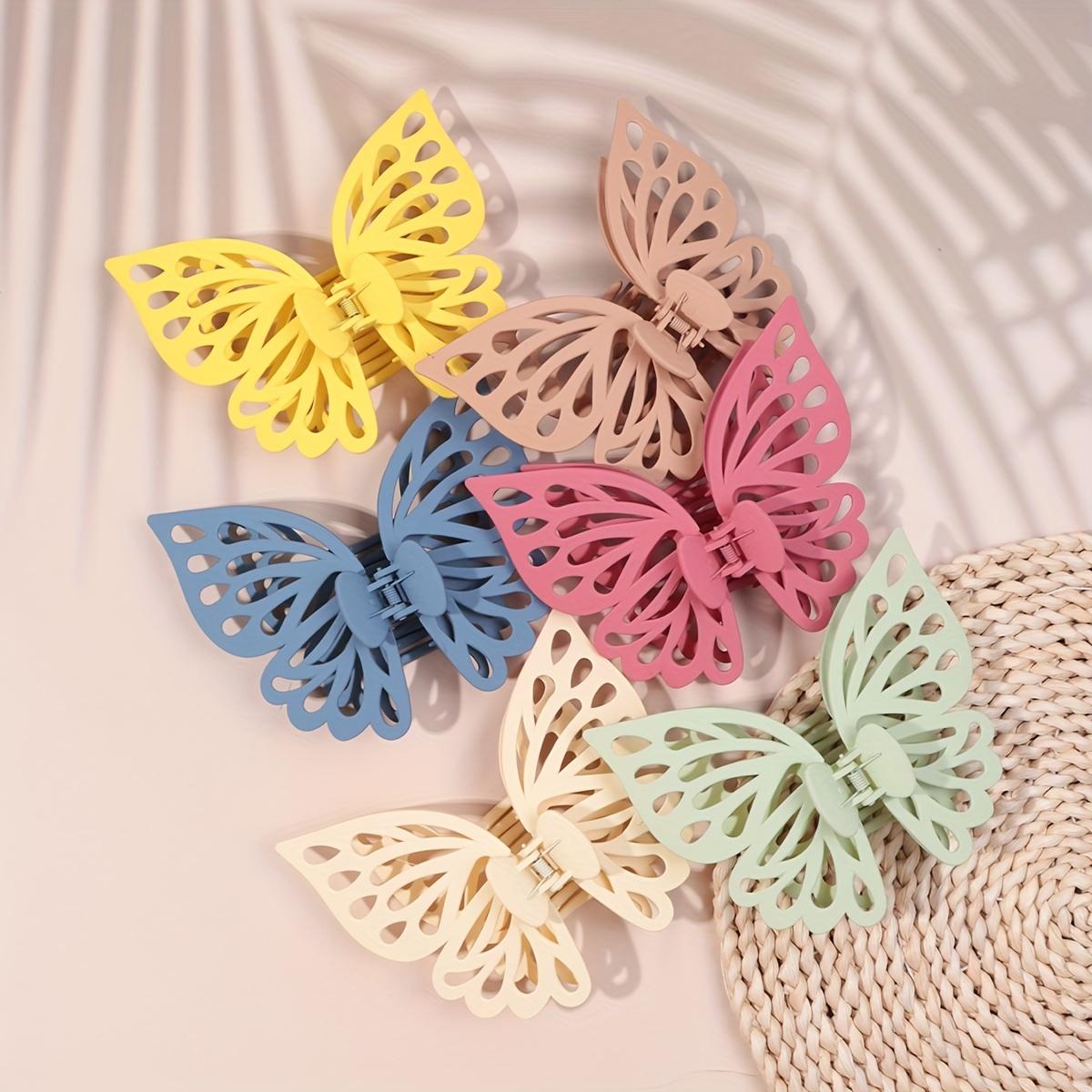 

high qualityColorful Hollow Butterfly Hair Claw for Styling 6pcs Light Color Butterfl