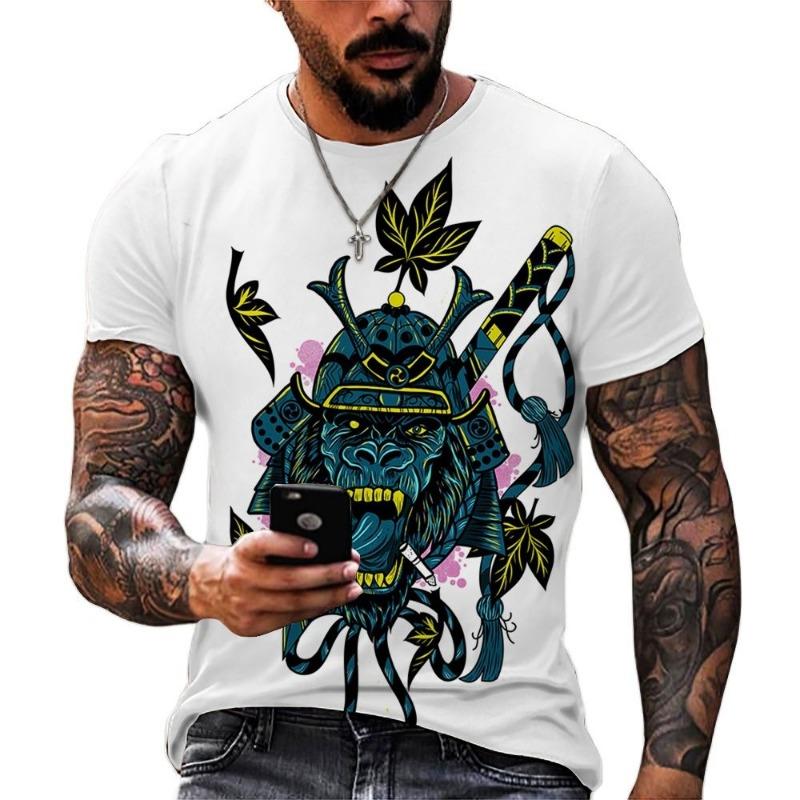 Summer Fashion Cool Japanese Samurai Men T-shirts 3D Printed Casual Trend Personality O-Neck Tees Hip Hop Harajuku Streetwear