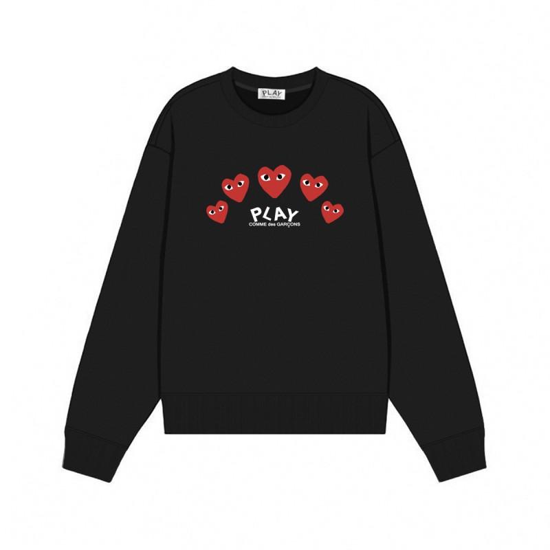 Relaxed Fit Cotton Sweatshirt With Heart Print Long Sleeve Crew Neck Fleece Lined Unisex Winter Casual Top