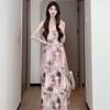 Plus Size Casual Vacation Print Chiffon Dress - Fairy Style Camisole for Spring/Summer