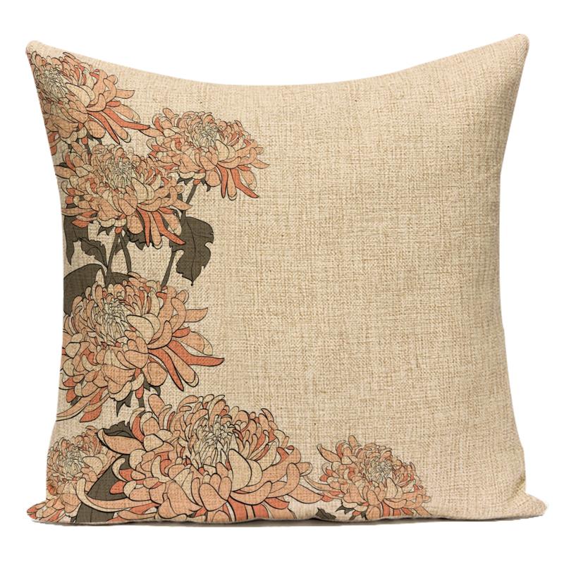 Polyester Cojines Decorativos Para Sofa Farmhouse Decor Flower Floral Pillow Cover Decorative Cushion Cover For Living Room