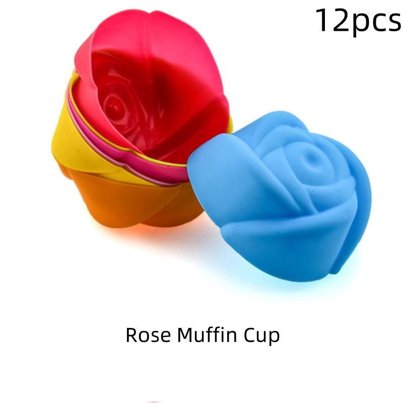 6/12 STÜCK Silikon Muffinform Runde Muffinförmchen Herz Kuchen Backform Küchen Kochzubehör Kuchen Dekorationswerkzeuge