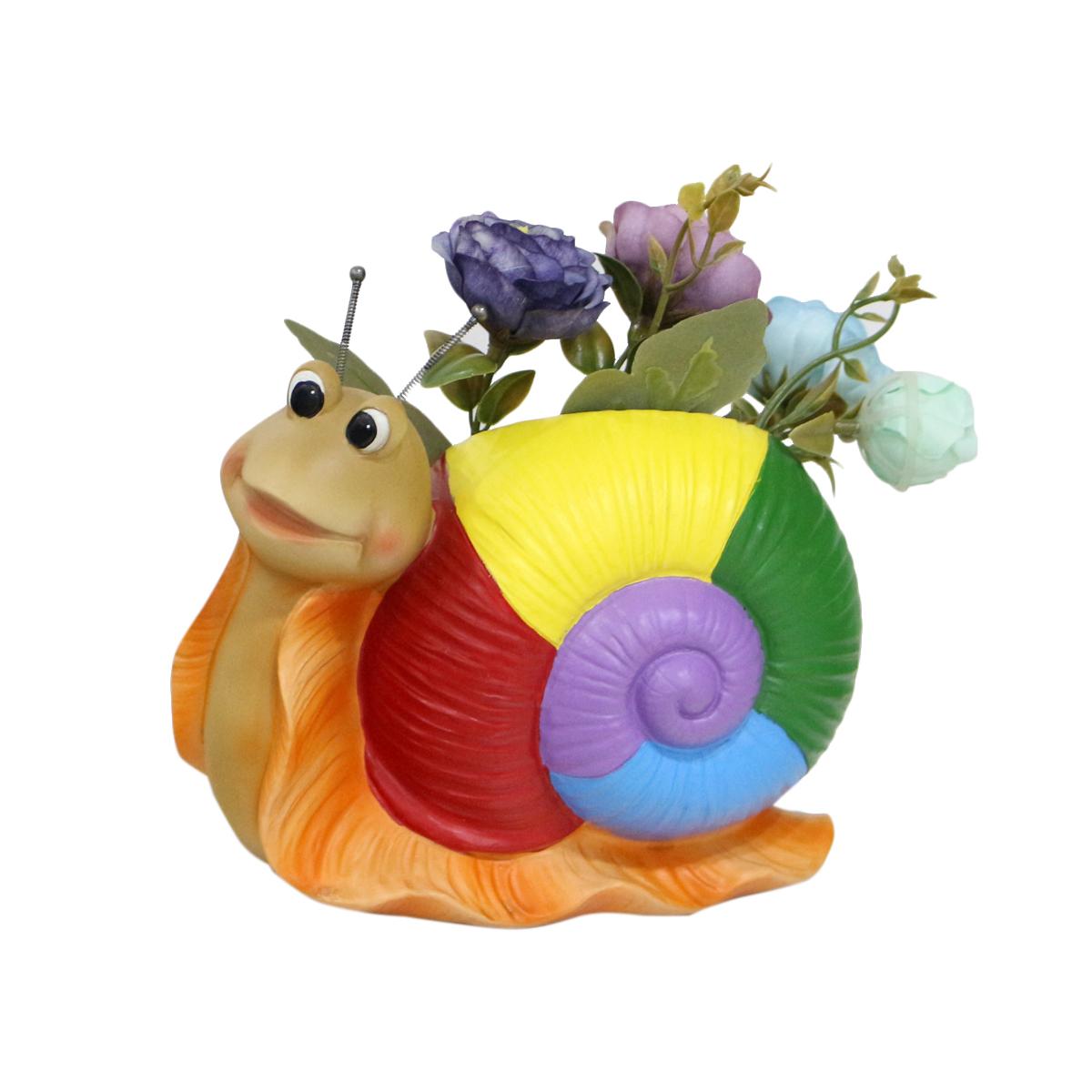 

1pc Rainbow Snail Flower Pot, Office Desk Pen Holder, Suitable for Home/Office Desk/Garden Handmade Resin Crafts синій